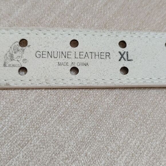 Genuine Leather Double Prong White Belt Unisex - Picture 3 of 8